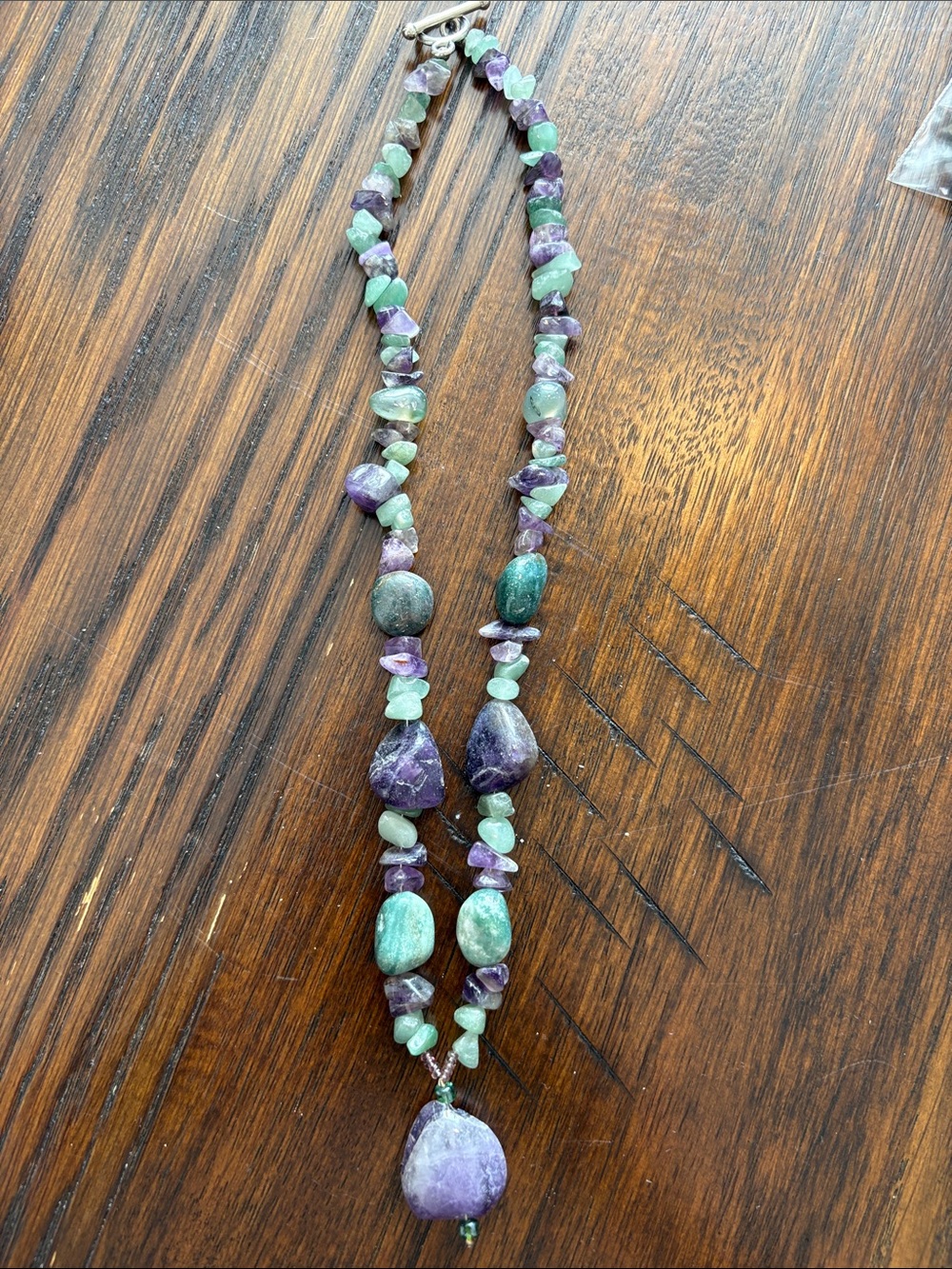 Beautiful amethyst and aventurine beaded necklace - Picture 4 of 5